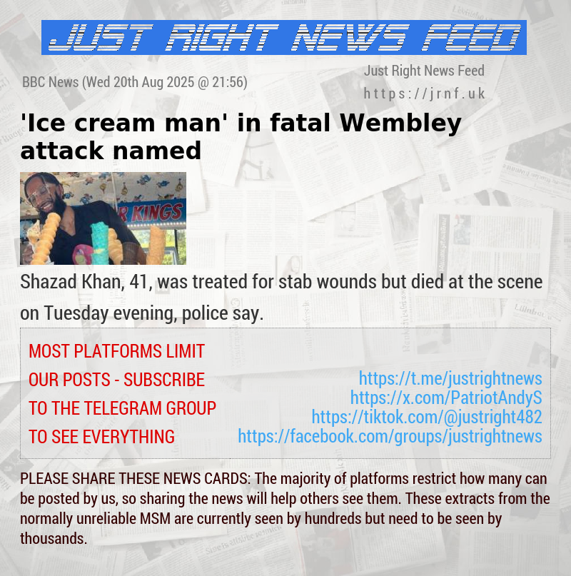 ’Ice cream man’ in fatal Wembley attack named