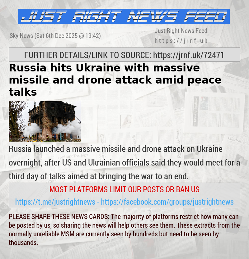 Russia hits Ukraine with massive missile and drone attack amid peace talks