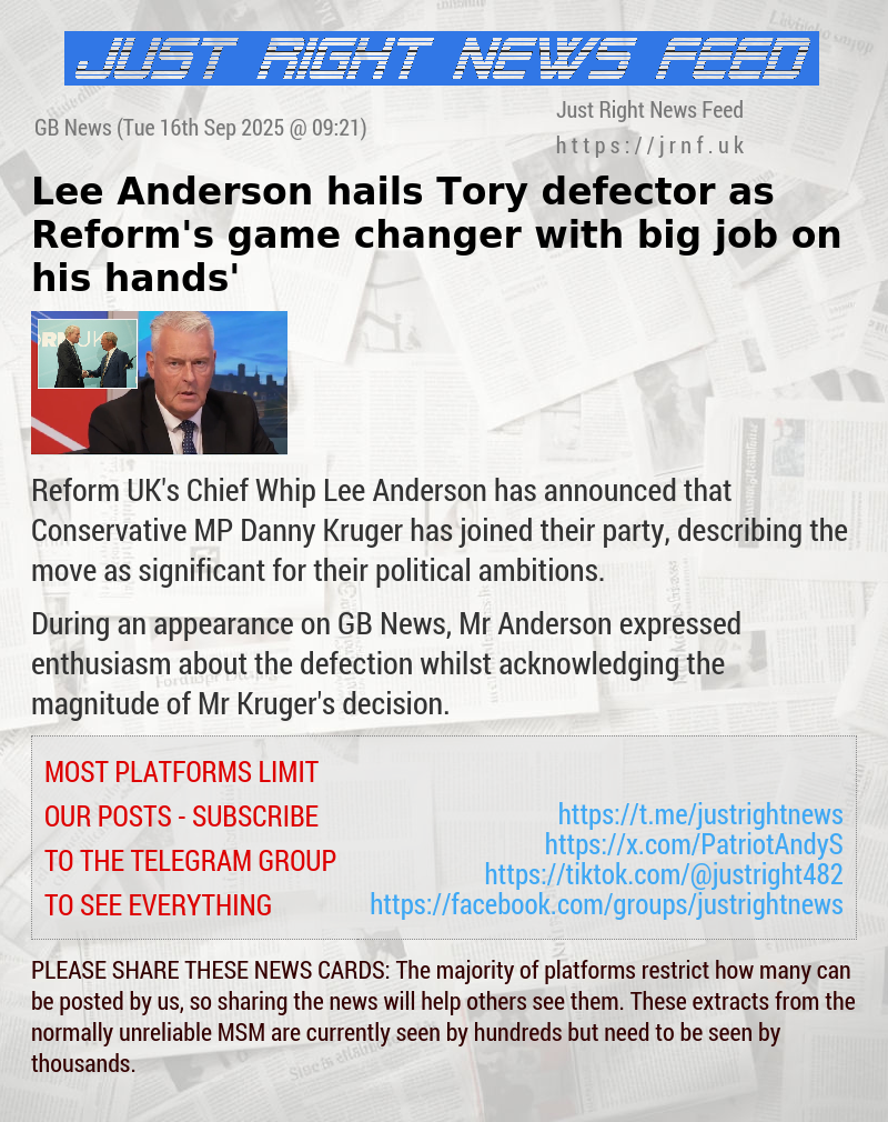 Lee Anderson hails Tory defector as Reform’s game—changer with ‘big job on his hands’