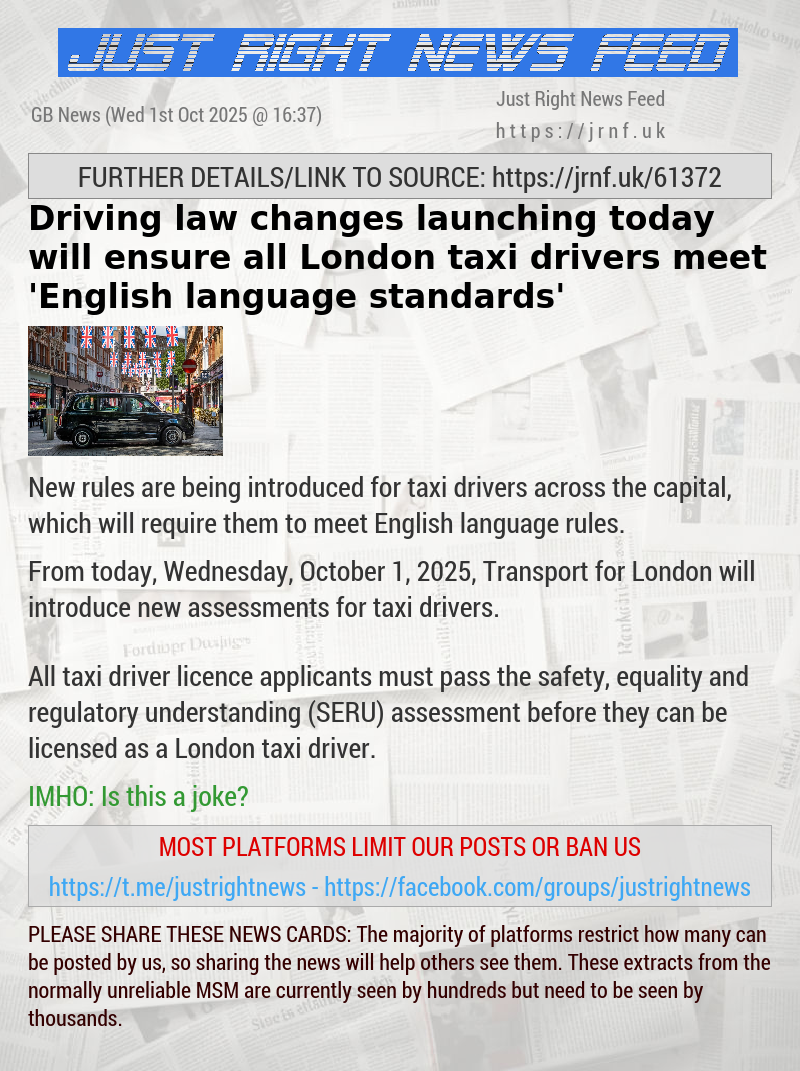 Driving law changes launching today will ensure all London taxi drivers meet ’English language standards’