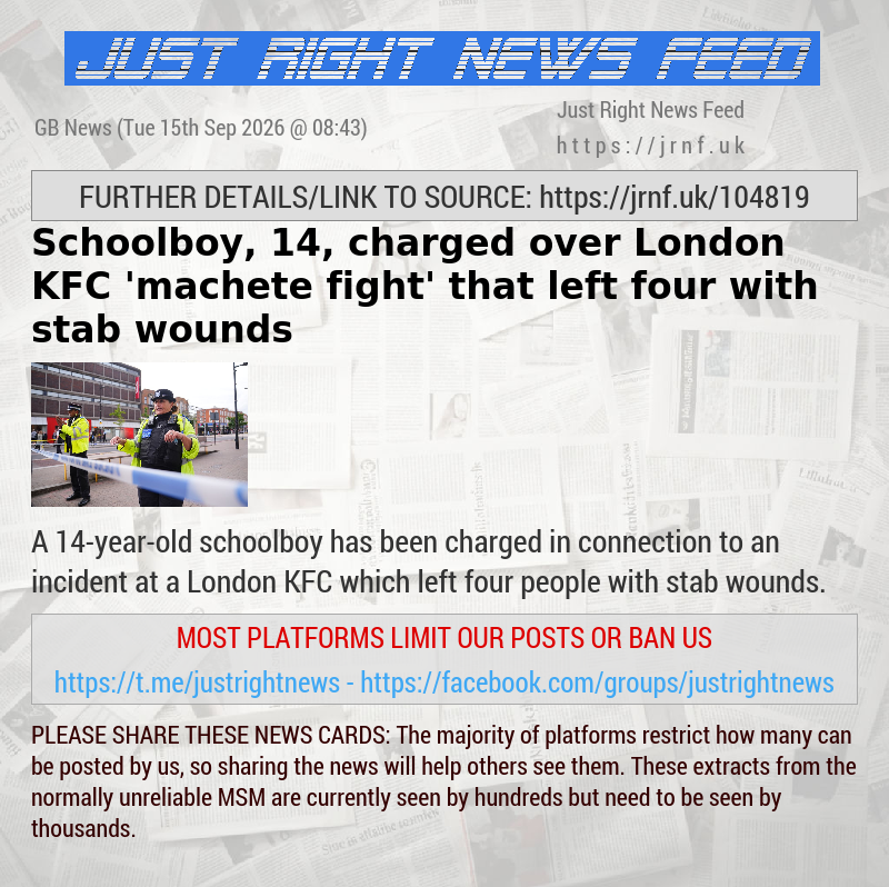 Schoolboy, 14, charged over London KFC ’machete fight’ that left four with stab wounds