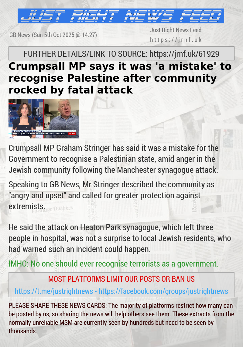 Crumpsall MP says it was ’a mistake’ to recognise Palestine after community rocked by fatal attack