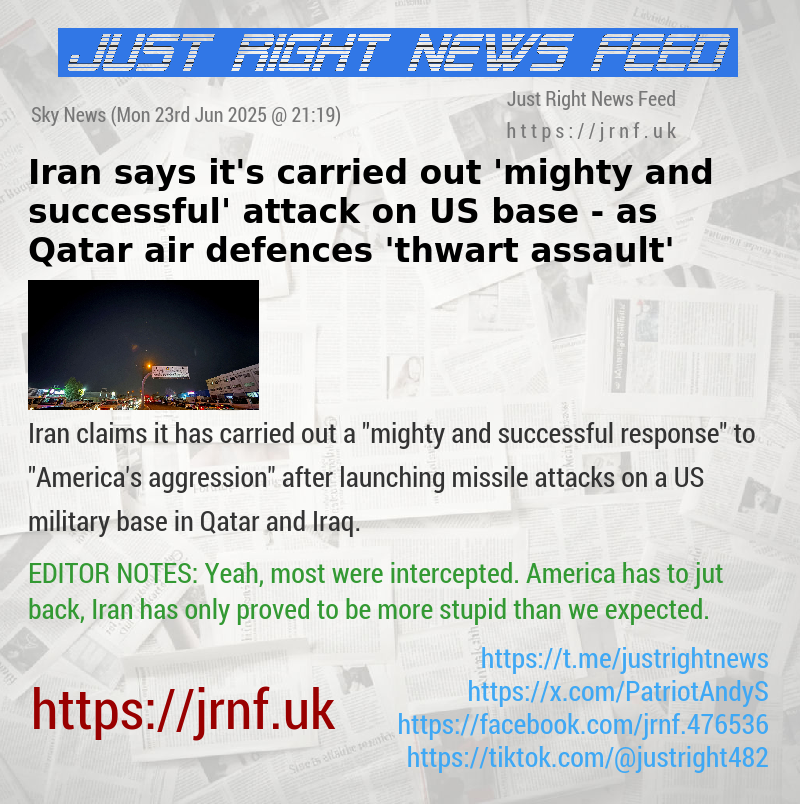 Iran says it’s carried out ’mighty and successful’ attack on US base — as Qatar air defences ’thwart assault’
