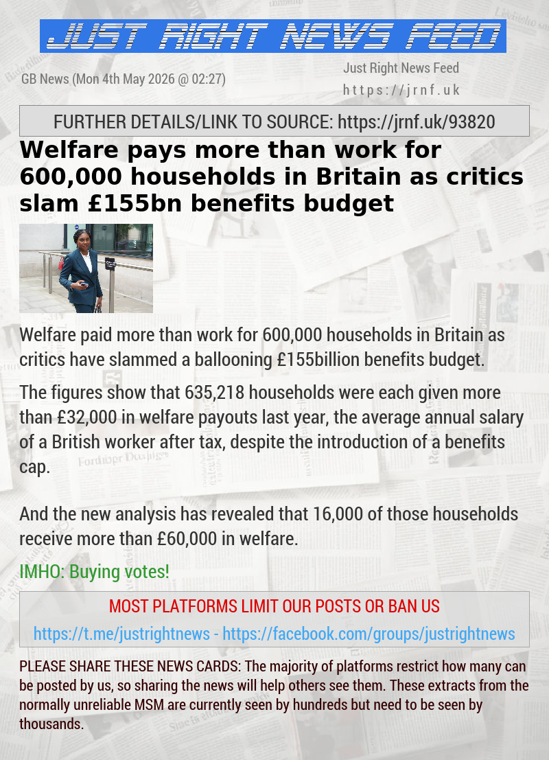 Welfare pays more than work for 600,000 households in Britain as critics slam &pound;155bn benefits budget