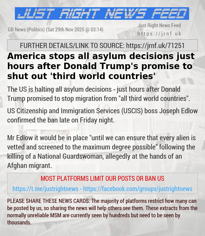 America stops all asylum decisions just hours after Donald Trump’s promise to shut out ’third world countries’