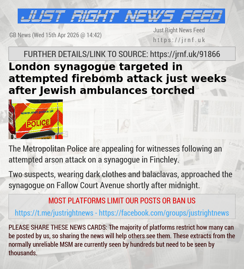 London synagogue targeted in attempted firebomb attack just weeks after Jewish ambulances torched