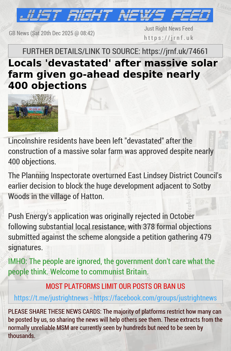 Locals ’devastated’ after massive solar farm given go—ahead despite nearly 400 objections