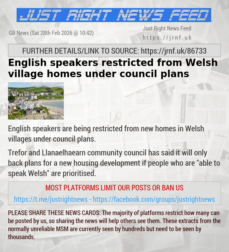 English speakers restricted from Welsh village homes under council plans