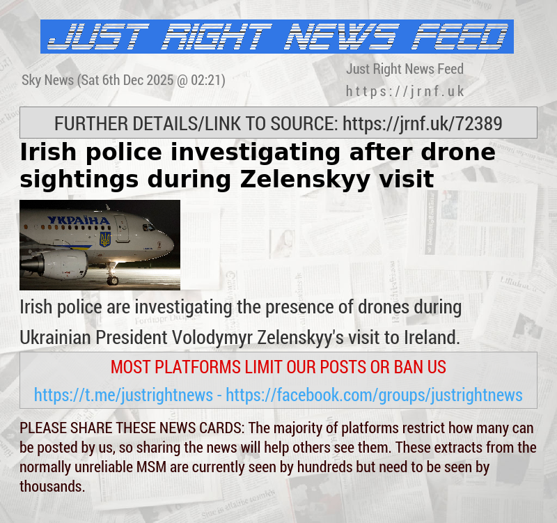 Irish police investigating after drone sightings during Zelenskyy visit