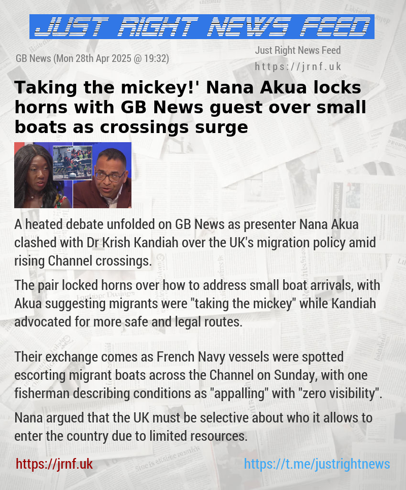 ‘Taking the mickey!’ Nana Akua locks horns with GB News guest over small boats as crossings surge