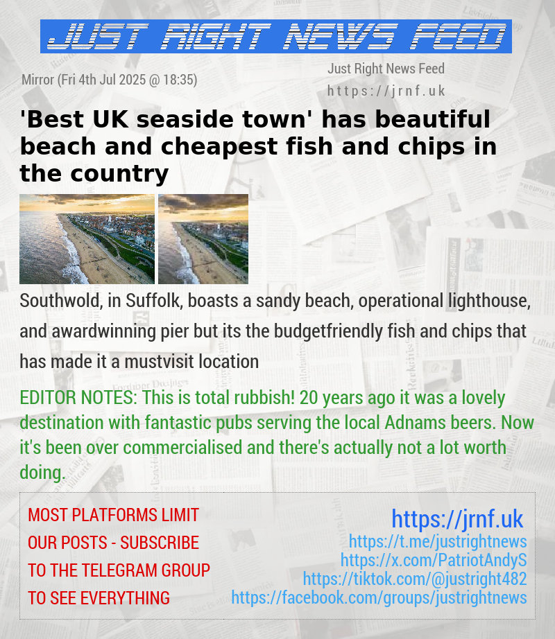 ’Best UK seaside town’ has beautiful beach and cheapest fish and chips in the country