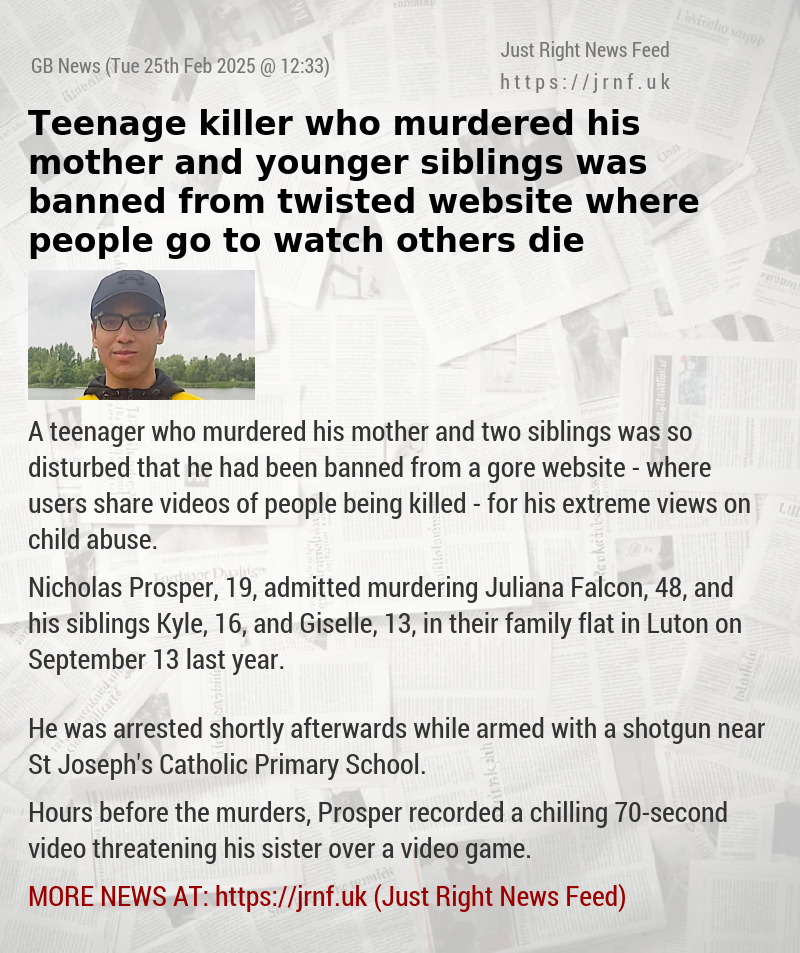 Teenage killer who murdered his mother and younger siblings was banned from twisted website where people go to watch others die