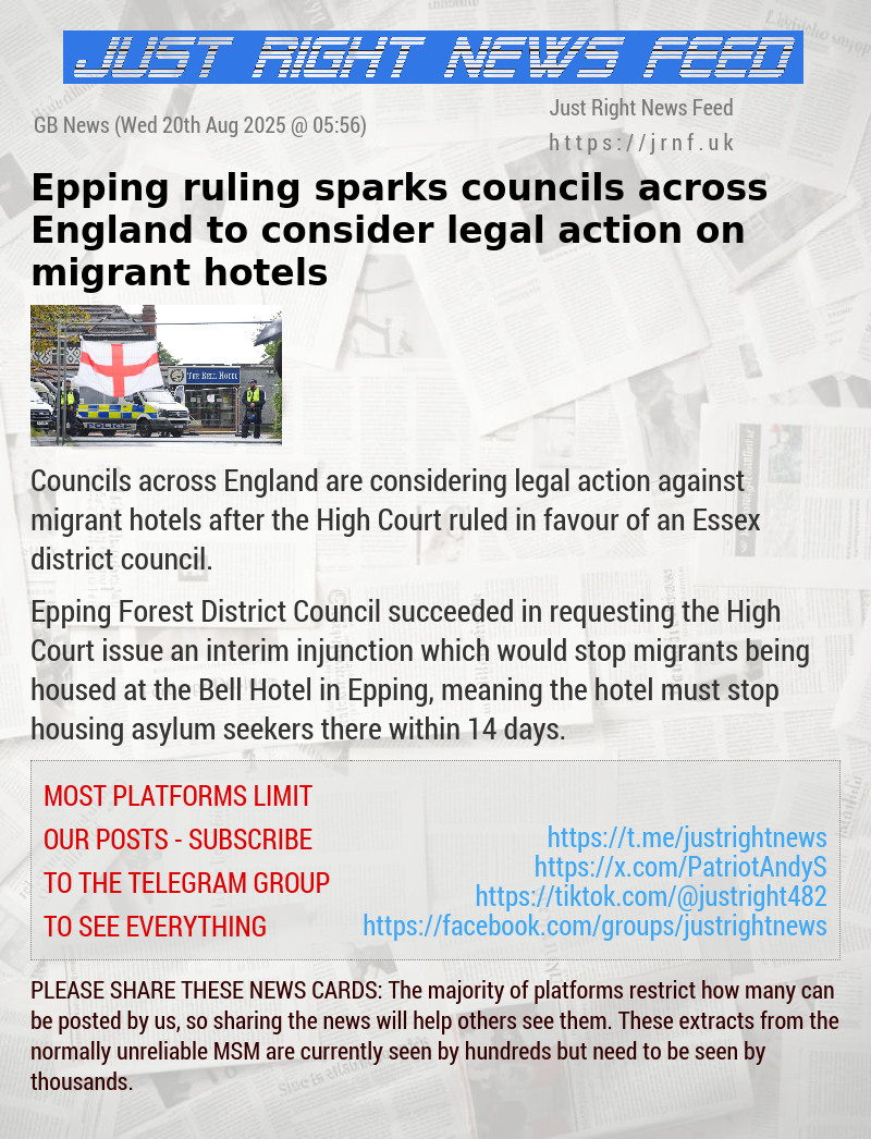 Epping ruling sparks councils across England to consider legal action on migrant hotels