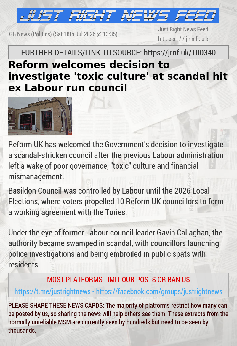 Reform welcomes decision to investigate ’toxic culture’ at scandal—hit ex—Labour run council