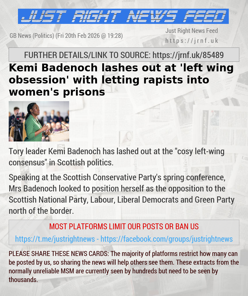 Kemi Badenoch lashes out at ’left—wing obsession’ with letting rapists into women’s prisons