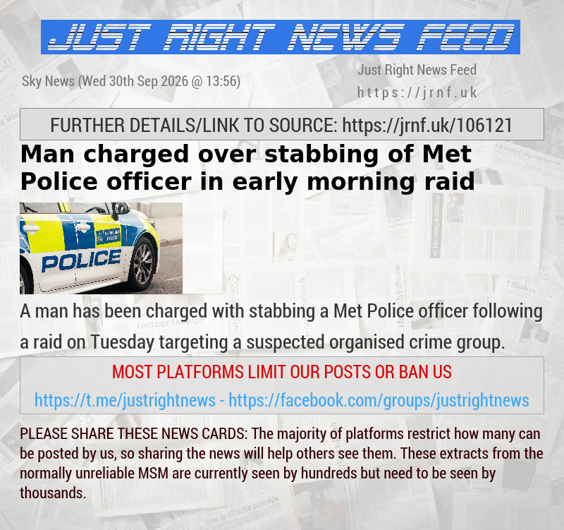 Man charged over stabbing of Met Police officer in early morning raid