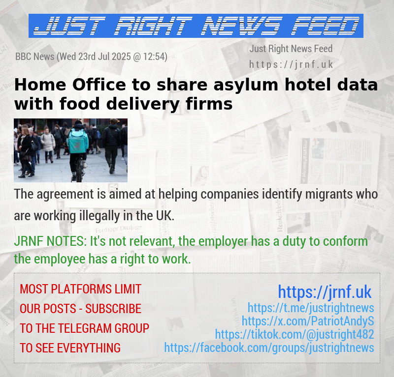 Home Office to share asylum hotel data with food delivery firms