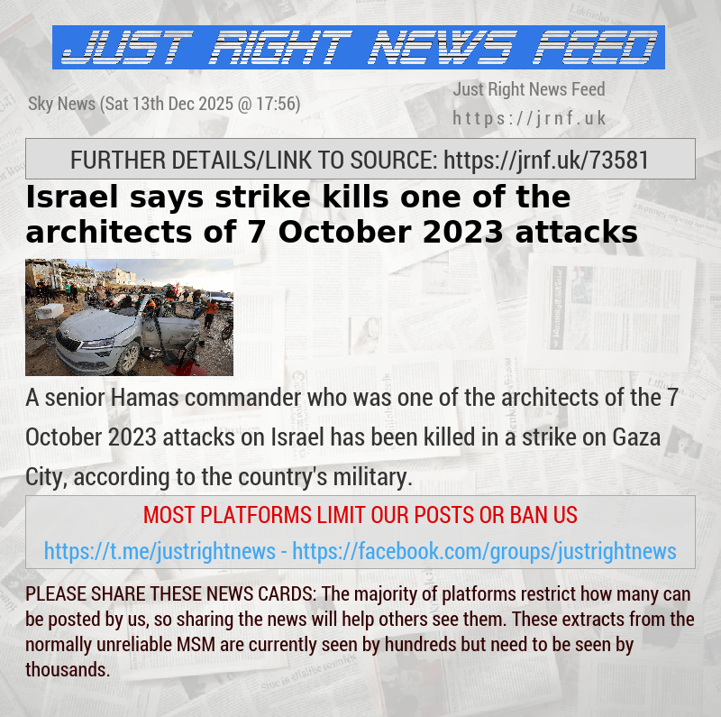 Israel says strike kills one of the architects of 7 October 2023 attacks