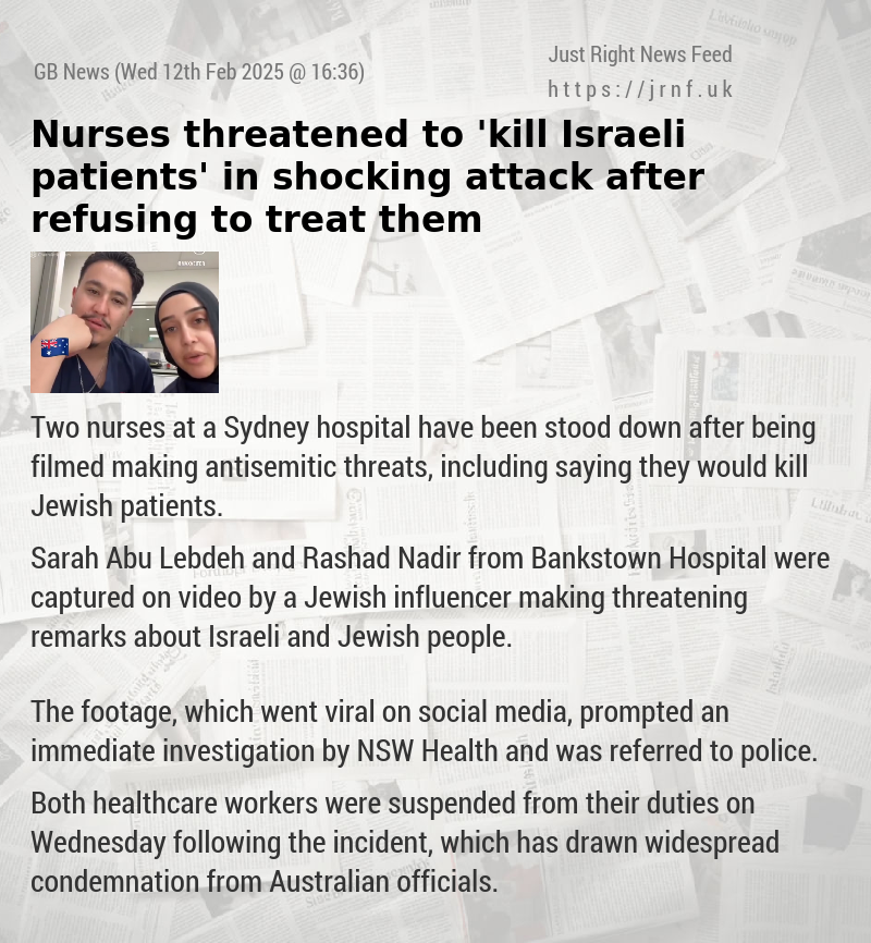 Nurses threatened to ’kill Israeli patients’ in shocking attack after refusing to treat them