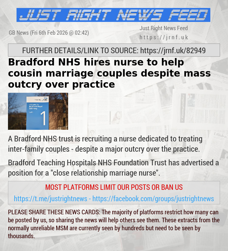 Bradford NHS hires nurse to help cousin—marriage couples — despite mass outcry over practice