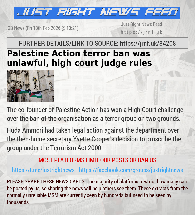 Palestine Action terror ban was unlawful, high court judge rules