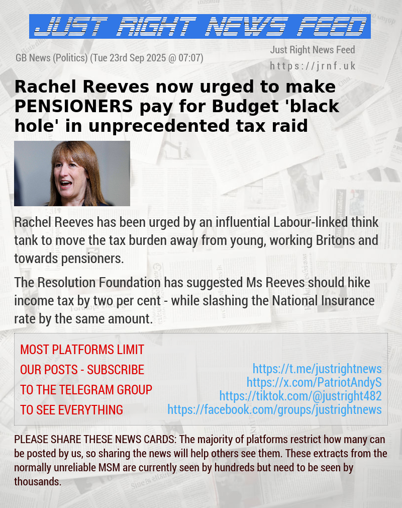 Rachel Reeves now urged to make PENSIONERS pay for Budget ’black hole’ in unprecedented tax raid