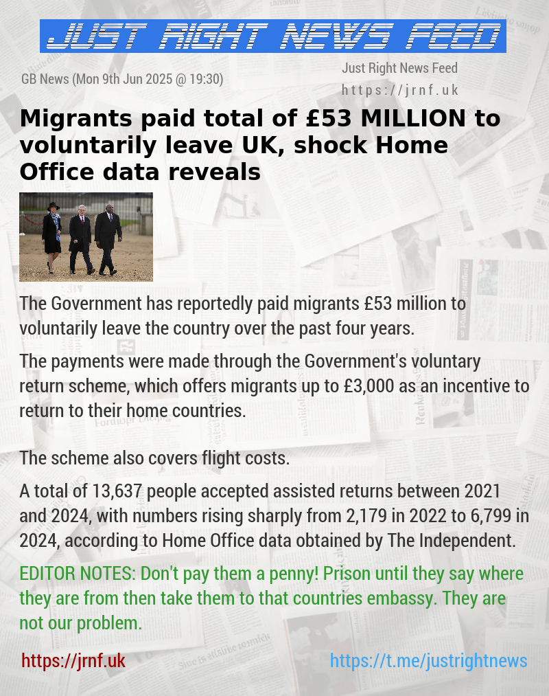 Migrants paid total of £53 MILLION to voluntarily leave UK, shock Home Office data reveals