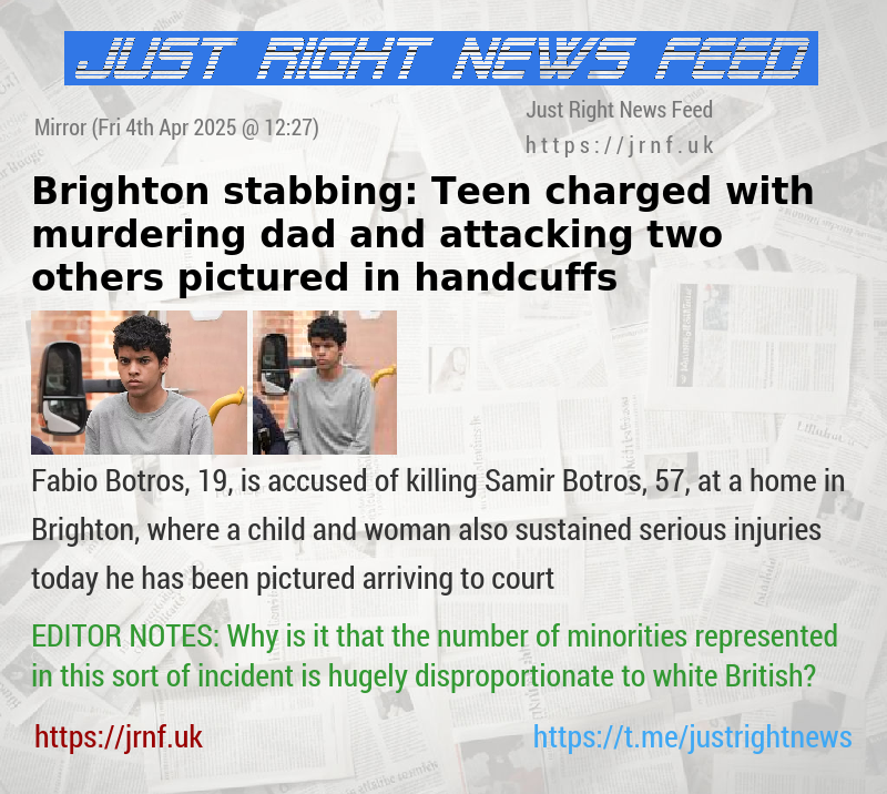 Brighton stabbing: Teen charged with murdering dad and attacking two others pictured in handcuffs