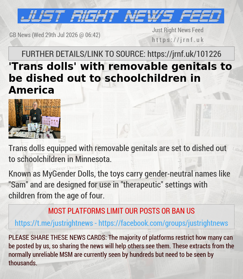 ’Trans dolls’ with removable genitals to be dished out to schoolchildren in America