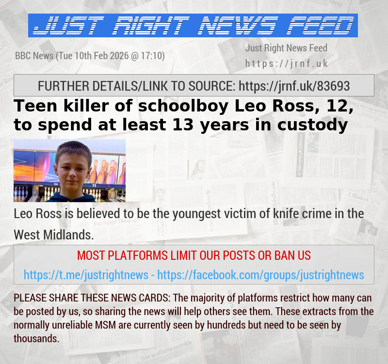 Teen killer of schoolboy Leo Ross, 12, to spend at least 13 years in custody