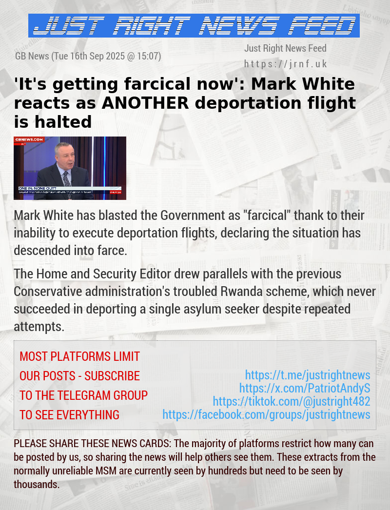 ’It’s getting farcical now’: Mark White reacts as ANOTHER deportation flight is halted