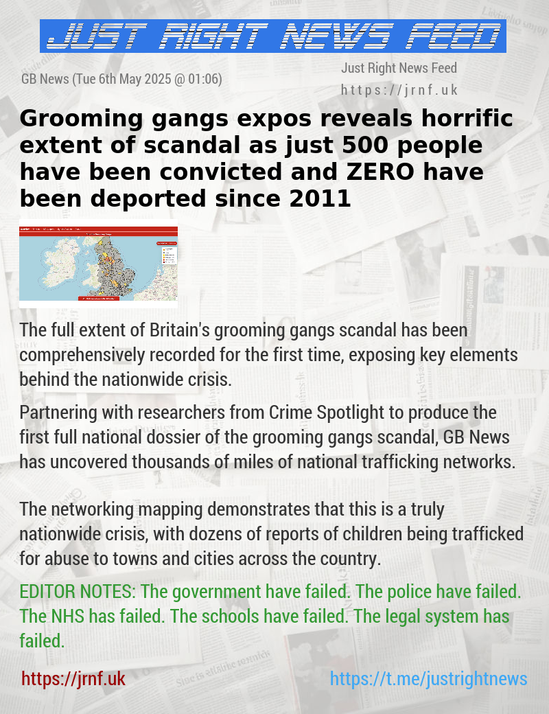 Grooming gangs exposé reveals horrific extent of scandal as just 500 people have been convicted and ZERO have been deported since 2011