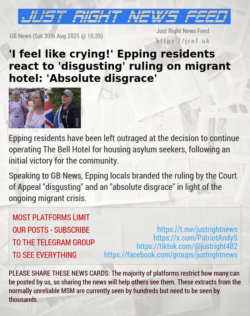 ’I feel like crying!’ Epping residents react to ’disgusting’ ruling on migrant hotel: ’Absolute disgrace’