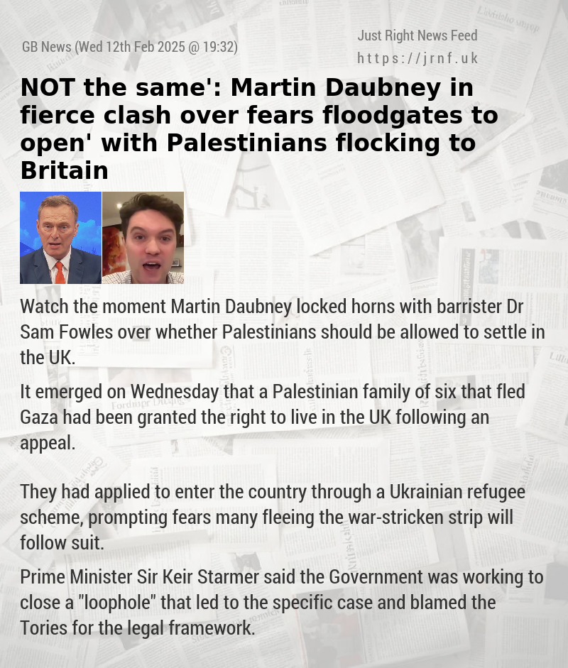 ‘NOT the same’: Martin Daubney in fierce clash over fears ‘floodgates to open’  with Palestinians flocking to Britain