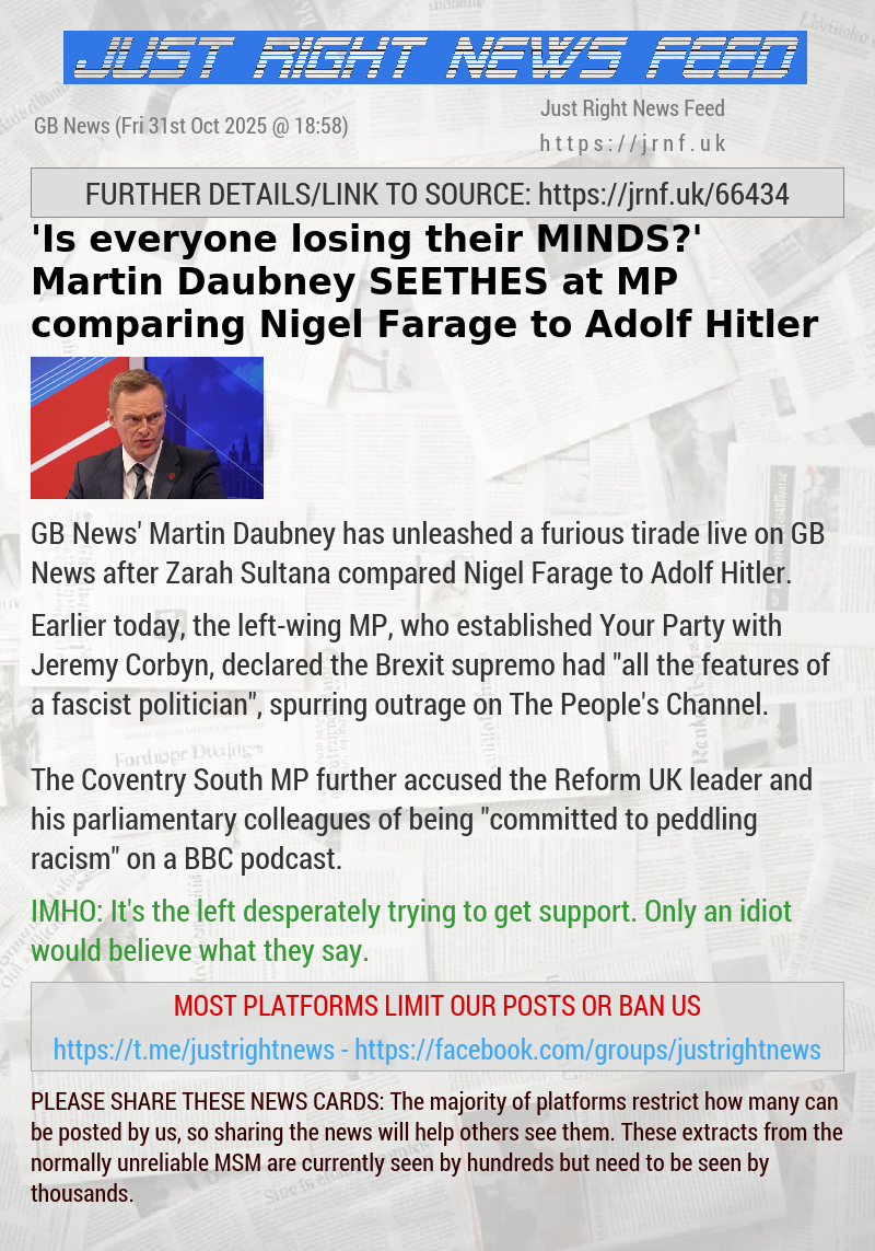 ’Is everyone losing their MINDS?’ Martin Daubney SEETHES at MP comparing Nigel Farage to Adolf Hitler