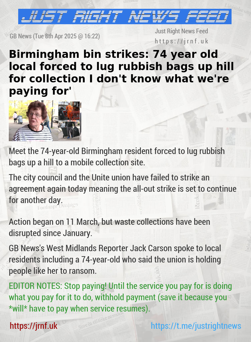 Birmingham bin strikes: 74—year—old local forced to lug rubbish bags up hill for collection — ‘I don’t know what we’re paying for’