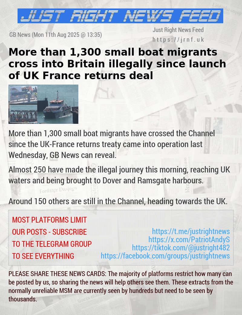 More than 1,300 small boat migrants cross into Britain illegally since launch of UK—France returns deal