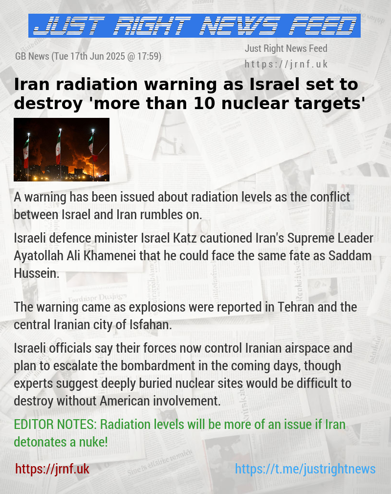 Iran radiation warning as Israel set to destroy ’more than 10 nuclear targets’