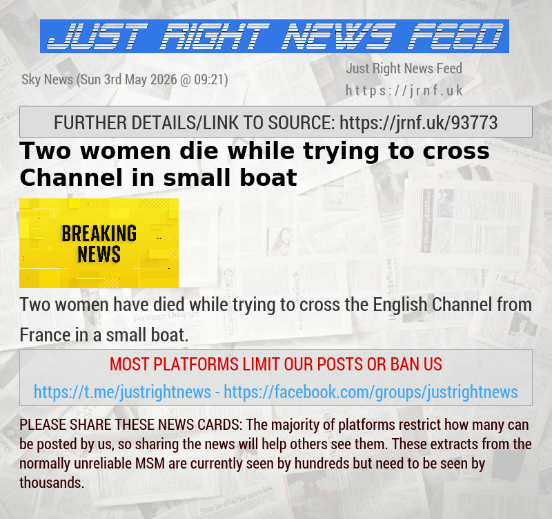 Two women die while trying to cross Channel in small boat