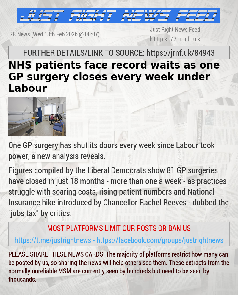 NHS patients face record waits as one GP surgery closes every week under Labour