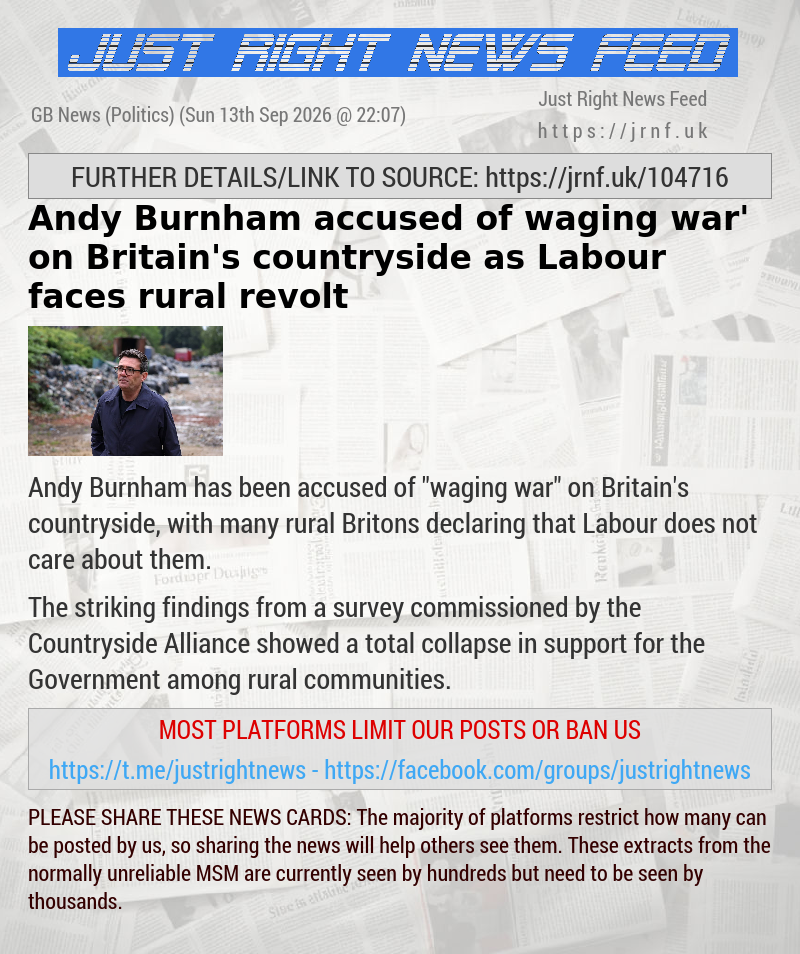 Andy Burnham accused of ‘waging war’ on Britain’s countryside as Labour faces rural revolt