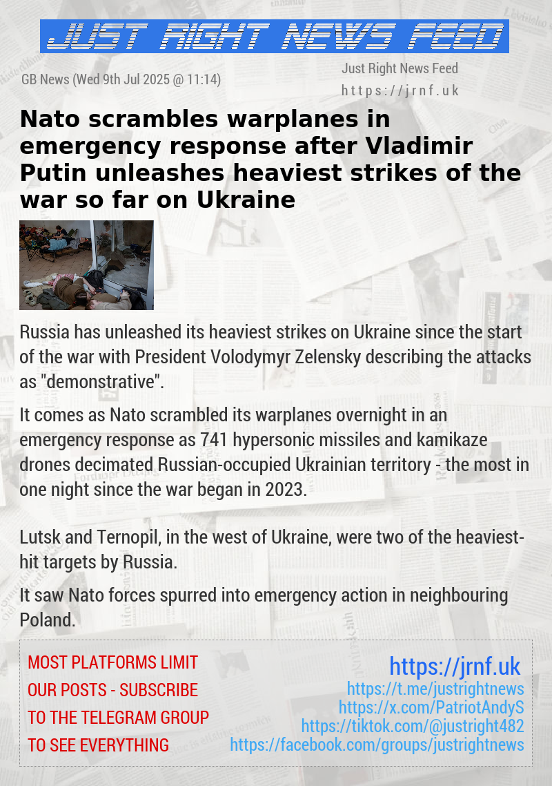 Nato scrambles warplanes in emergency response after Vladimir Putin unleashes heaviest strikes of the war so far on Ukraine