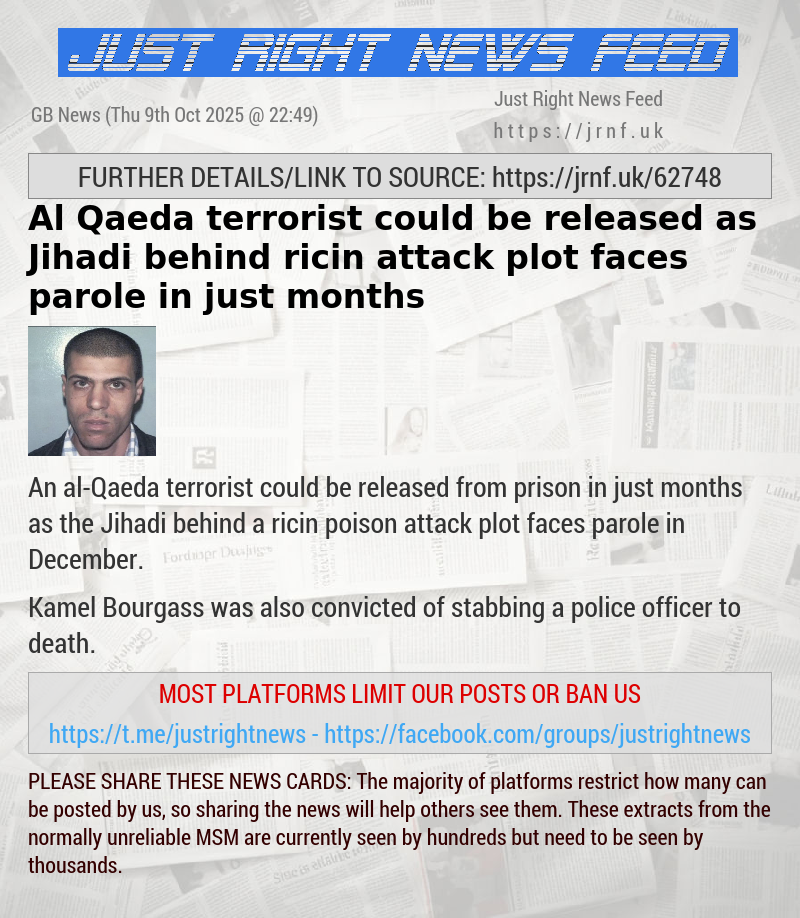 Al—Qaeda terrorist could be released as Jihadi behind ricin attack plot faces parole in just months