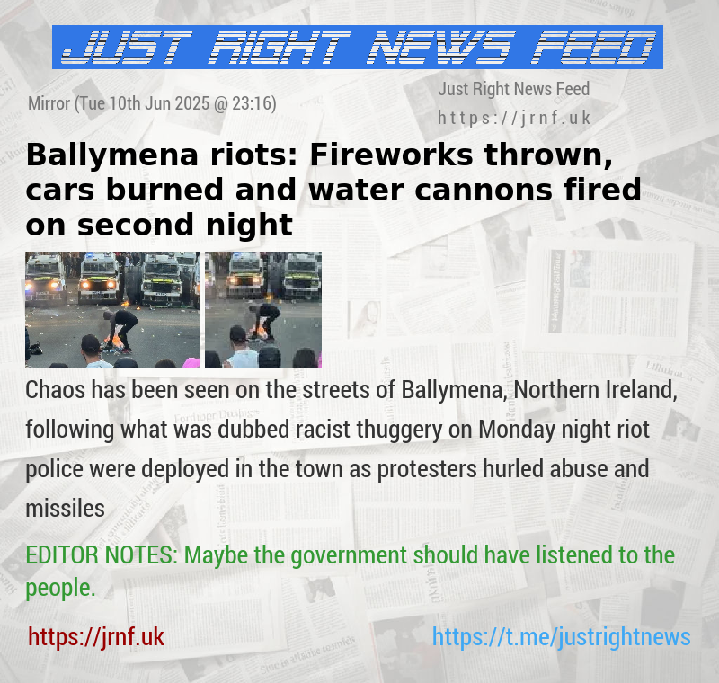 Ballymena riots: Fireworks thrown, cars burned and water cannons fired on second night