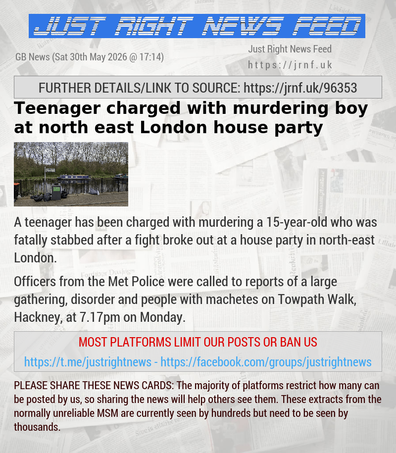 Teenager charged with murdering boy at north—east London house party