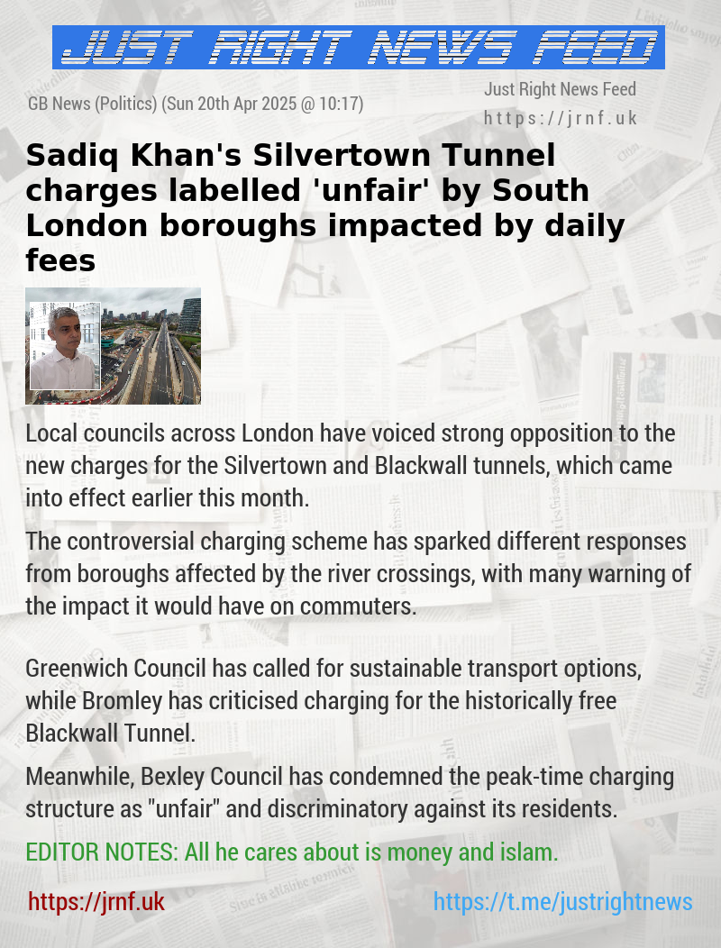 Sadiq Khan’s Silvertown Tunnel charges labelled ’unfair’ by South London boroughs impacted by daily fees