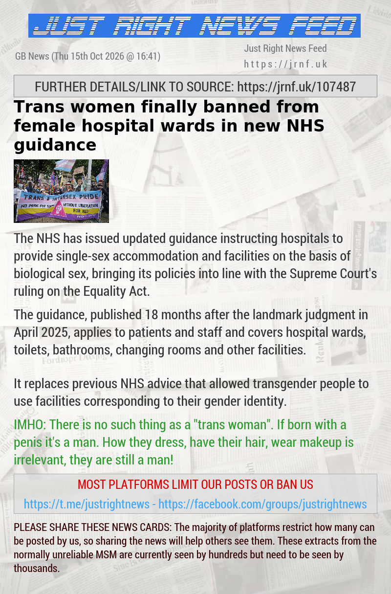 Trans women finally banned from female hospital wards in new NHS guidance