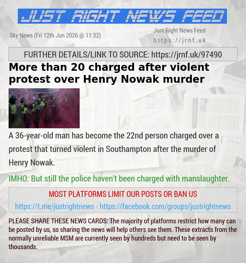 More than 20 charged after violent protest over Henry Nowak murder