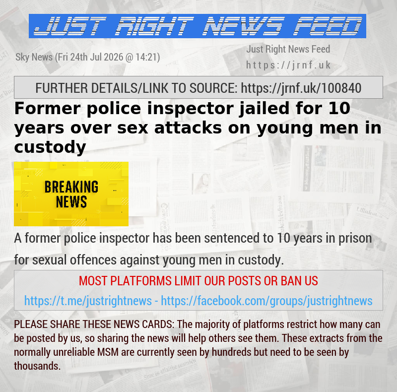 Former police inspector jailed for 10 years over sex attacks on young men in custody
