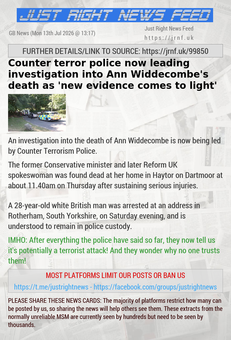 Counter terror police now leading investigation into Ann Widdecombe’s death as ’new evidence comes to light’